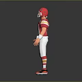 American Football Player With Red Helmet White Uniform Number 11 And Red Yellow Stripes