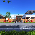 Modern Detached Villa Exterior With Courtyard Greenery And Car In Tree Surrounded Area