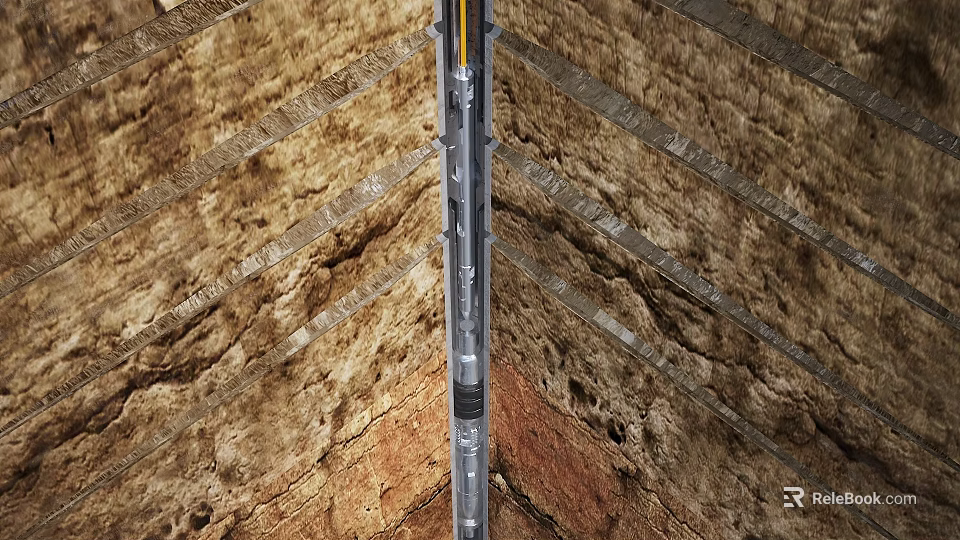 Heavy Duty Industrial Drilling Machinery with Steel Structure in Underground Rock Formation 3d model 