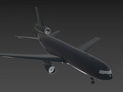 Large Dark Colored Twin Engine Aircraft With Aerodynamic Design And Detailed Exterior 3d model
