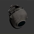 Vintage Diving Helmet With Metallic Surface And Round Viewport Details