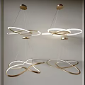 Contemporary Chandelier Design With Circular Rings And Golden Metal Frame For Interior Decoration