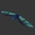 3D Fantasy Dragon Character With Glowing Blue Patterned Wings For Game Movie