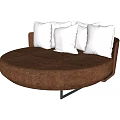 Unique Shape Round Brown Sofa With White Cushions Modern Interior Design 3d model