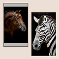 Animal Paintings With Horse And Zebra Portrait For Home Decorative Wall Art