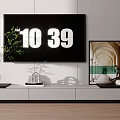 Modern Living Room TV Stand Interior Design With TV Decorative Painting And Vase