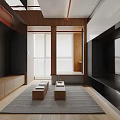 Modern Living Dining Room Interior With TV Wall Cabinets And Wooden Flooring