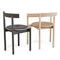 Modern Minimalist Dining Chairs With Wooden Frame And Contrasting Seat Colors