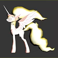 Animated Unicorn Character With Yellow White Mane Pink Wings And Orange Hooves