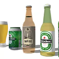 Assorted Beer Bottles Cans and Glasses with Heineken Empire Brand Labels
