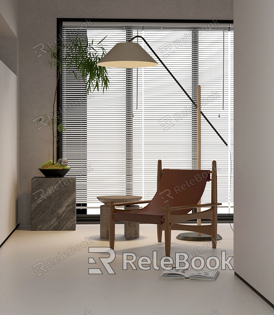 Leisure chair floor lamp potted plant model