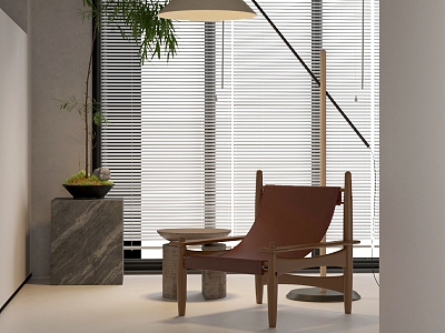 Leisure chair floor lamp potted plant model