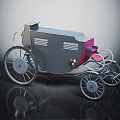 Retro Vintage Car Model Featuring Gray Body Red Accents And Classic Wheels