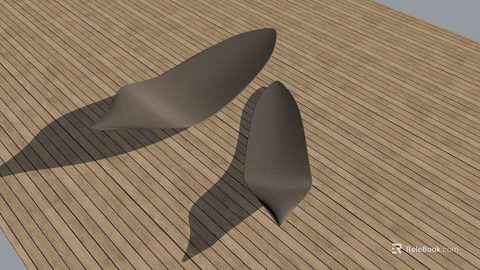 Sleek Modern Outdoor Chairs Pair With Ergonomic Design On Wooden Deck For Relaxation 3d model 