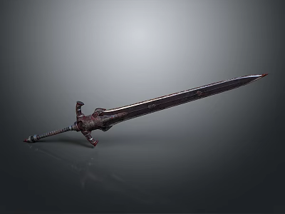 Ancient Ornate Sword With Decorative Hilt And Long Sharp Metallic Blade 3d model