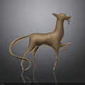 Bronze Dog Sculpture In Standing Pose With Curved Tail Design