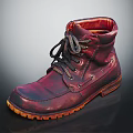 Red Leather Lace Up Boots With Orange Sole And Vintage Fashion Design