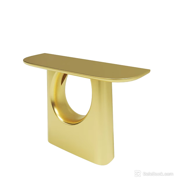 Gold Modern Console Table With Circular Ring Structure And Sleek Design 3d model