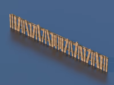 Long Linear Wooden Garden Ornament With Interlaced Strips Structure Design 3d model