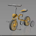 Yellow And Gray Children's Tricycle With Three Wheels Seat And Handlebar
