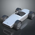 Sleek White Open Cockpit Kart With Large Wheels And Modern Design 3d model