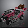 Pink Go Kart With Large Engine Wooden TNT Box And Black Seat