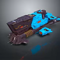 Sci-Fi Spaceship 3D Model Design With Blue Black Exterior And Red Accent Lights Mechanical Structure