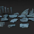 Natural White Stones And Wooden Pieces In Various Shapes And Sizes