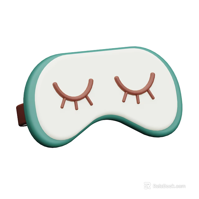 Decorative Accessory Set Eye Mask Featuring White Teal Green And Brown Eyelash Design 3d model 