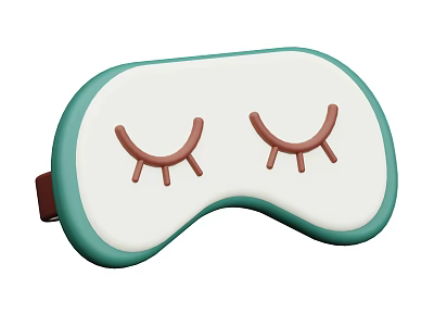 Decorative Accessory Set Eye Mask Featuring White Teal Green And Brown Eyelash Design 3d model