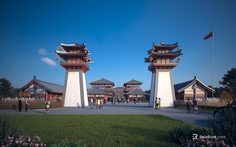 Ancient Architecture With Traditional Towers And Complex 3d model 