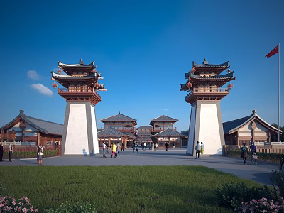 Ancient Architecture With Traditional Towers And Complex 3d model