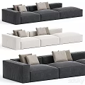 Modern Three Seater Sofas With Cushions In Light And Dark Gray 3d model