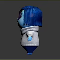Cute Blue Doll With Pink Glasses White Turtleneck Sweater And Blue Pants