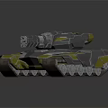 Futuristic Armored Tank With Metallic Exterior And Cannon On Tracks