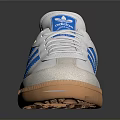 Stylish And Comfortable White Casual Shoes With Blue Stripes And Brown Sole For Daily Use