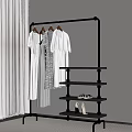 Modern Stainless Steel Clothes Rack with Hanging Bar and Shelves for Clothes and Shoes