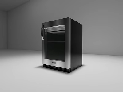 Modern Single Door Glass Door Refrigerator Freezer In Black And Silver 3d model