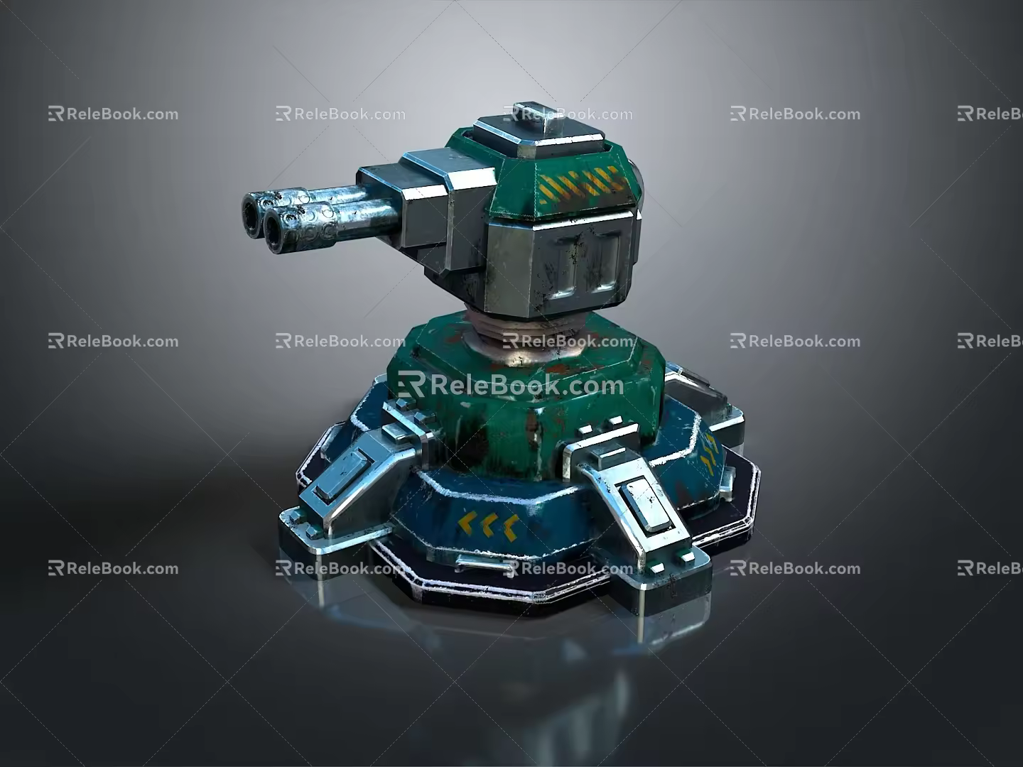 Turret Turntable Railgun Sci-fi Tower Defense Game Tower Defense Sci-fi Turret Game Turret Game Battery 3d model