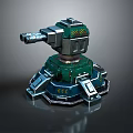 Turret Turntable Railgun Sci-fi Tower Defense Game Tower Defense Sci-fi Turret Game Turret Game Battery 3d model