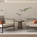 Modern Casual Table and Chair Casual Chair Small Round Table 3d model