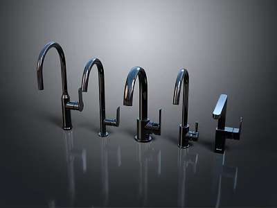 Modern Chrome Faucet Collection Featuring Various Styles And Elegant Designs 3d model