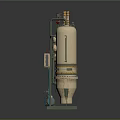 Industrial Equipment With Rusty Orange And White Tanks Pipes Valves And Warning Signs