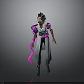 3D Character With Unique Hairstyle White Coat Purple Accents And Green Boots