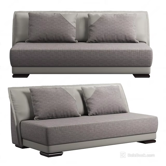 Modern Gray Two Seater Sofa With Soft Cushions And Upholstered Design 3d model