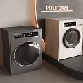 Sleek Modern Gray And White Washing Machines With Digital Control Panels In
