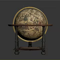 Decorative Globe Ornament Decoration Set With Wooden Base Metal Stand And Colorful Patterns