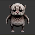 3D Hairless Cat Model With Serious Expression In Standing Pose On Dark Background