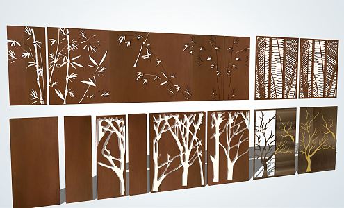 Modern landscape wall weather-resistant steel plate landscape wall 3d model