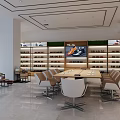Modern Lobby Interior With Large Windows City View Sofa And Green Plants